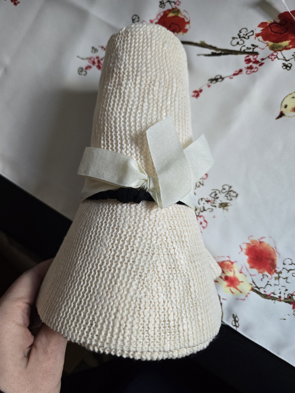 Rachel Zoe Riviera Wide-Brim Hat in Ivory with Black Trim - Picture 7 of 8